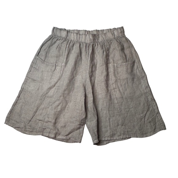 Beyond Capri Pants - Beyond Capri Shorts Womens One Size 100% Linen Made in Italy Taupe Brown